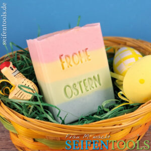 Frohe Ostern Schrift Seifenstempel Beispiel