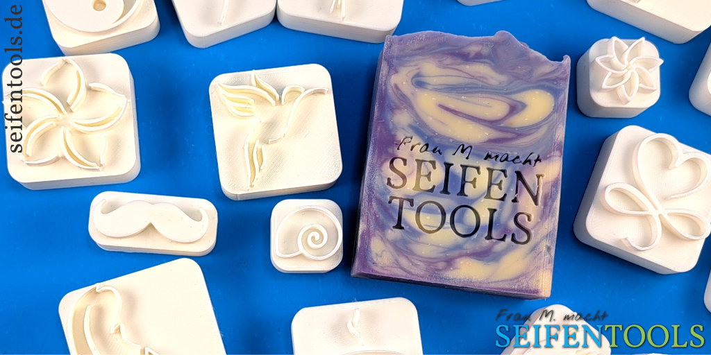 Seifenstempel und Seife mit personalisiertem Stempel Frau M. macht Seifentools Beitragsbild Shoperöffnung