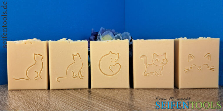 Seifen mit Seifenstempeln Katzen Beitragsbild Katzenstempel
