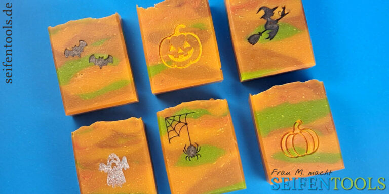 Seifen mit Seifenstempeln Halloweenmotive