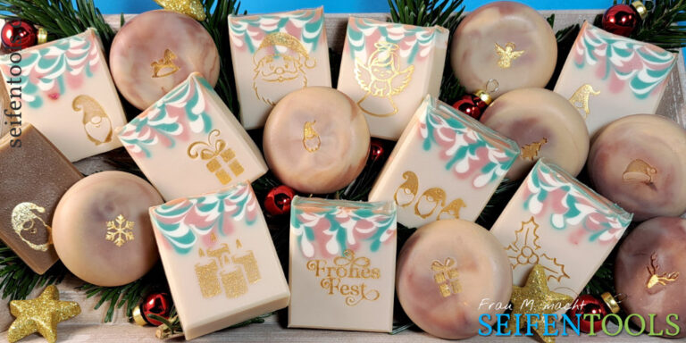 Seifen mit Weihnachtsstempeln