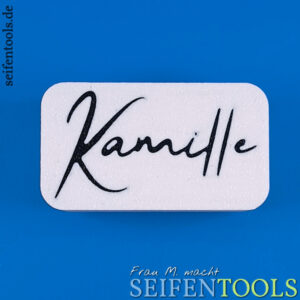 Seifenstempel "Kamille" Schrift Ansicht Basis